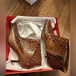 Brown Crocodile Heeled Boots